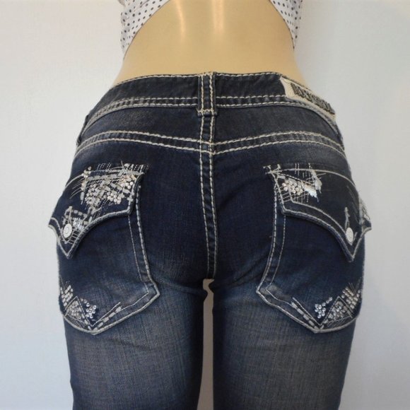 New Rock & Roll Cowgirl Jeans Size 29 Dark Blue Low Rise Boot Cut Denim - Picture 5 of 13
